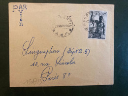 LETTRE Par Avion Pour La FRANCE TP AEF PECHEUR 10F OBL. HOROPLAN 27 AOUT 1950 PORT-GENTIL A.E.F. - Storia Postale