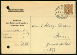 Br Switzerland, Bern 1944 Cash On Delivery Postcard > Switzerland (Verband Der Rotkreuzschwestern Lindenhof) #bel-1001 - Covers & Documents