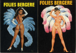 ASLAN  FOLIE BERGERES  - L AFFICHE LA PLUS CELEBRE DU MUSIC HALL DU MONDE  -  2 CPM EDITIONS CHANTAL - Aslan