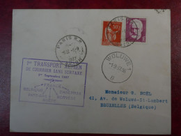 DS9 FRANCE  LETTRE RR   1937  1ER VOL  WOLLUWE BRUXELS BELGIQUE +AEROPHILATELIE+++ - First Flight Covers