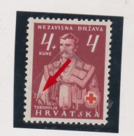 CROATIA, WW II  Red Cross 1941 4 Kn Engrawer Mark  Hinged - Croazia