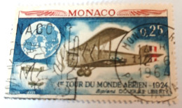 Timbre Oblitéré 0,25c 1964  MONACO 1er Tour Du Monde Aérien 1924 Bi Plan Douglas  1924 - 1960-.... Used