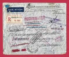 !!! MADAGASCAR, LETTRE PAR AVION DE TANANARIVE POUR PARIS AFFRANCHIE EN NUMÉRAIRE ET AVEC RÉEXPÉDITIONS MULTIPLES - Airmail