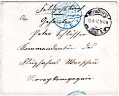 WK I 1917, Feldpost Brief V. Straßburg Elsass M. Zensur N. Warschau, Polen - Feldpost (franchigia Postale)