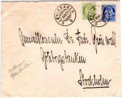 Norwegen 1922, Inter. Mischfrankatur 20 öre Blau Und Grün Auf Brief M. Bahnpost - Storia Postale