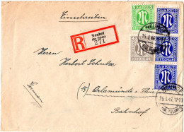 1946, 4+5+3x25 Pf. AM Post Auf Portorichtigem Einschreiben Brief V. Neuhof Fulda - Covers & Documents