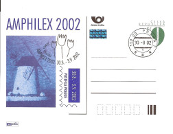 CDV A 81 Czech Republic Amphilex 2002 Mill Tulip Cancel - Postcards