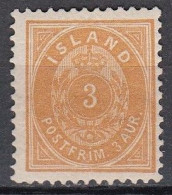 IS282 – ISLANDE – ICELAND – 1897 – NUMERAL VALUE IN AUR - PERF. 12,5 – SC # 21 MH 115 € - Unused Stamps