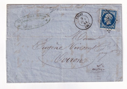Lettre 1861 Thizy Rhône Couturier Frères Articles Du Beaujolais Jaspés Cotonne Ménage Coton Voiron Isère - 1853-1860 Napoleon III