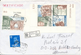 Spain Registered Cover Sent To Germany Murcia 1-8-1992 With Stamps From Minisheet - Lettres & Documents