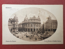 Cartolina - Genova - Piazza De Ferrari - Nuova Borsa E Credito Italiano - 1922 - Genova (Genoa)