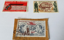 3 TIMBRES LA POSTE AERIENNE GUILLAUMET DUCOS (Oblitéré) COTE D'IVOIRE 1961 SENEGAL 1961 - 1960-.... Mint/hinged