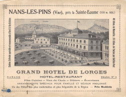 P-24-T.H-7901 : CARTON DU GRAND HOTEL DE LORGES A NANS-LES-PINS - Nans-les-Pins