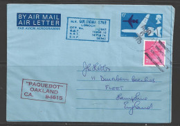 1975 British Air Letter With Oakland California Paquebot Marking (Aug 6) - Storia Postale