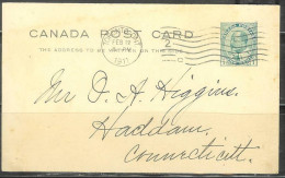 1911 Post Card King George V, Toronto To Conn USA - Brieven En Documenten