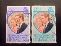 51 TRISTAN DA CUNHA 1973 / BODA REAL PRINCESA ANNE Y MARK PHILLIP / YVERT 189 / 190 FU - Tristan Da Cunha