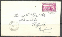 Trinidad 1953 Queen Elizabeth 5 Cents, Couva (21 Sep 53) To England - Trinidad & Tobago (...-1961)