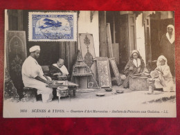 DS10  BELLE CARTE   MAROC  1930 A ST MAURICE FRANCE +OUVRIERS D ART .OUDAIAS +PA N°2 +AFF. INTERESSANT+++ - Storia Postale