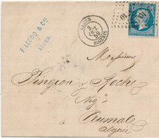 France Lettre 1859 De Alger PC N° 3710 (bureaux Supplémentaires) Pour Aumale Algérie - 1853-1860 Napoleon III