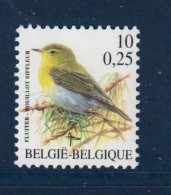 Belgique, België, **, Yv 2937, Mi 2988, SG 3544, Pouillot Siffleur (Phylloscopus Sibilatrix), - Unused Stamps