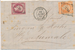 France Lettre 1860 De Alger PC N° 3710 (bureaux Supplémentaires) Pour Aumale Algérie - 1853-1860 Napoleon III
