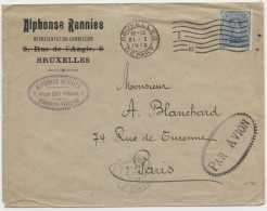 BELGIQUE - LETTRE PAR AVION DE BRUXELLES POUR PARIS, 1919 - Covers & Documents