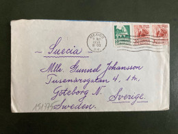 LETTRE Pour La SUEDE TP MICHOUCAN 30c Paire + MORELAS 10c OBL.MEC.9 MAY 1959 MEXICO - Mexico