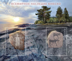 Russia. 2024. World Heritage Of UNESCO. Petroglyphs Of Lake Onega And The White Sea (MNH OG **) Souvenir Sheet - Unused Stamps