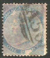 524 Jamaica 1860 Victoria 1p Deep Blue (JAM-106) - Jamaica (...-1961)