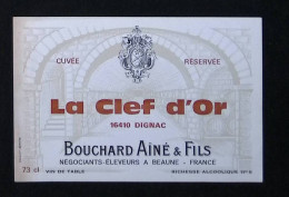 étiquette De Vin, Cuvée Réservée La Clef D'Or, 16, Dignac, Bouchard Ainé & Fils, Négociants*éleveurs à Beaune - Bourgogne