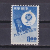 JAPAN 1950, Sc #499, Broadcasting, MH - Unused Stamps