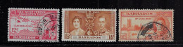 BARBADOS  1937-46  SCOTT#191,207,250  USED - Barbados (...-1966)