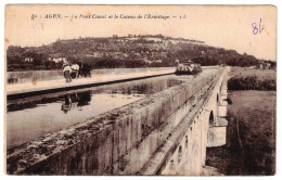 47- CPA 1932 : PÉNICHE - HALAGE - AGEN  - LE PONT DU CANAL ET LE COTEAU DE L'ERMITAGE - LOT-ET-GARONNE - Péniches