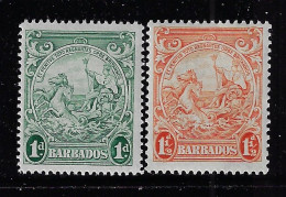 BARBADOS  1938 SCOTT#194A,195 MH - Barbados (...-1966)