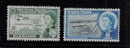 BARBADOS  1958,1961  SCOTT#248,252 MH - Barbados (...-1966)