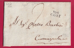 MARQUE CONQUIS 105 ITALIE 1804 POUR CARMAGNOLA LETTRE - 1792-1815: Conquered Departments