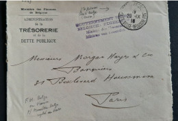 Poste Belge Ste Adresse Ministre Des Finances Pour Paris Le 29/9/1916 - Altri & Non Classificati