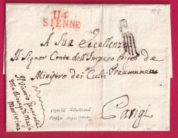 MARQUE CONQUIS 114 SIENNE ITALIE FRANCHISE VICAIRE GENERAL DE MASSA MARITIMA POUR PARIS 1813 LETTRE - 1792-1815: Conquered Departments