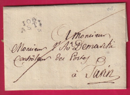 MARQUE CONQUIS 106 ASTI FRANCHISE DES POSTES ITALIE ITALIA 1808 POUR TURIN TORINO LETTRE - 1792-1815: Conquered Departments