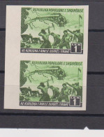 ALBANIA,1948,train Durres-Tiranes Imperforated 1 L Value,pair No Gum - Albanië