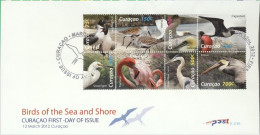 Curacao 2012, Birds, Flamingo, Seaguls, 6val In FDC - Curacao, Netherlands Antilles, Aruba