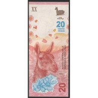 ARGENTINE - PICK 361a - 20 PESOS (2017-2020) - GUANACO - FLEURS - Argentinië