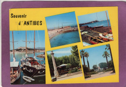 06 SOUVENIR D'ANTIBES Multivues Le Port Au Loin Le Fort Carré La Plage La Place Nationale Le Jardin Alber 1er - Other & Unclassified