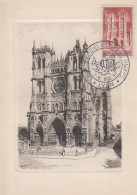 Carte  Maximum    FRANCE    Cathédrale  D'  AMIENS     L' ART   RELIGIEUX  DANS  LE  TIMBRE     LYON    1957 - 1950-1959