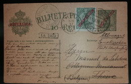 BILHETE POSTAL - D.MANUEL II - REEXPEDIDO A BELGICA PARA ALEMANHA - LA REID - Funchal