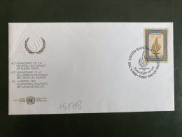 LETTRE TP HUMAN RIGHTS 25c OBL. DEC 9 1988 UNITED NATIONS NY FDC - Storia Postale