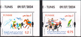 2024-Tunisie-EUROMED POSTAL:le Sport En Méditerranée- Tennis-football- Athlétisme- S.complète Coin Daté 2V.MNH****** - Pallavolo