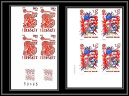 France N°2085/2086 Europa 1980 Aristide Briant St Benoit Non Dentelé ** MNH (Imperf) Bloc De 4 Cote 440 - 1980