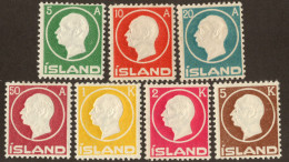 Iceland Scott 92-98 Unused Lightly Hinged. - Used Stamps