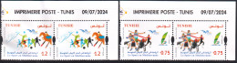 2024-Tunisie-EUROMED POSTAL:le Sport En Méditerranée- Tennis-football- Athlétisme- En Paire Coin Daté 4V.MNH****** - Pallavolo